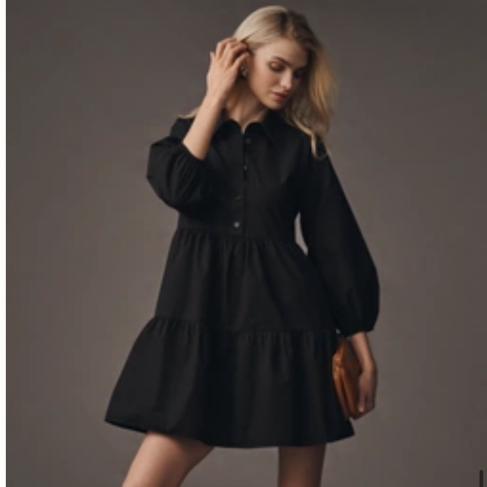 Anthropologie The Bettina Tiered Mini Shirt Dress by Maeve XXS